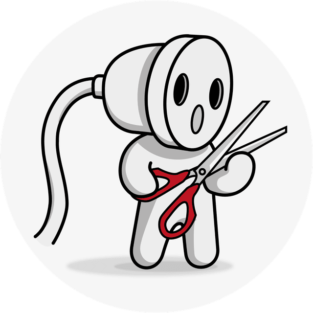 Scissors In The Plug Logo